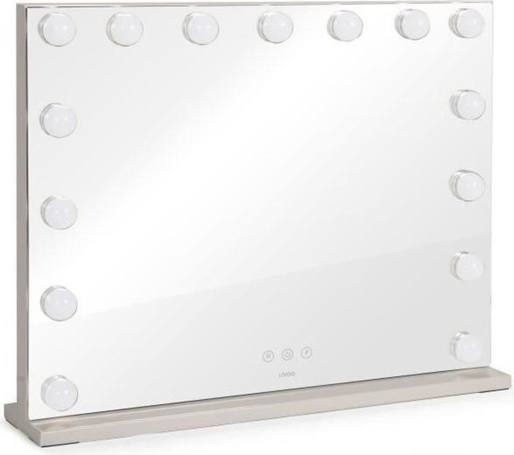 Hollywood Schminkspiegel LIVOO DOS207, 56 x 44 cm, 15 LEDs, 3 Lichtmodi, Weiß