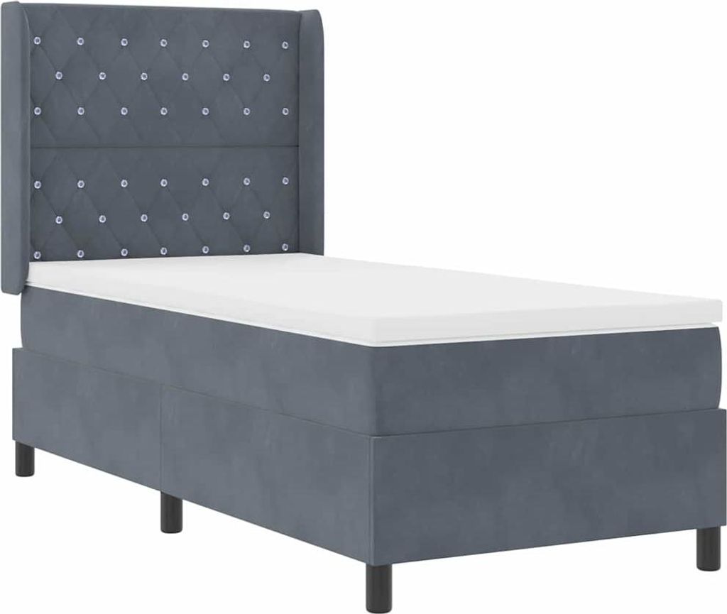 Design Boxspringbett mit Kopfteil Dunkelgrau 90 x 190 cm Samt - Betten & Bettgestelle 5parcel 2025Neu51591