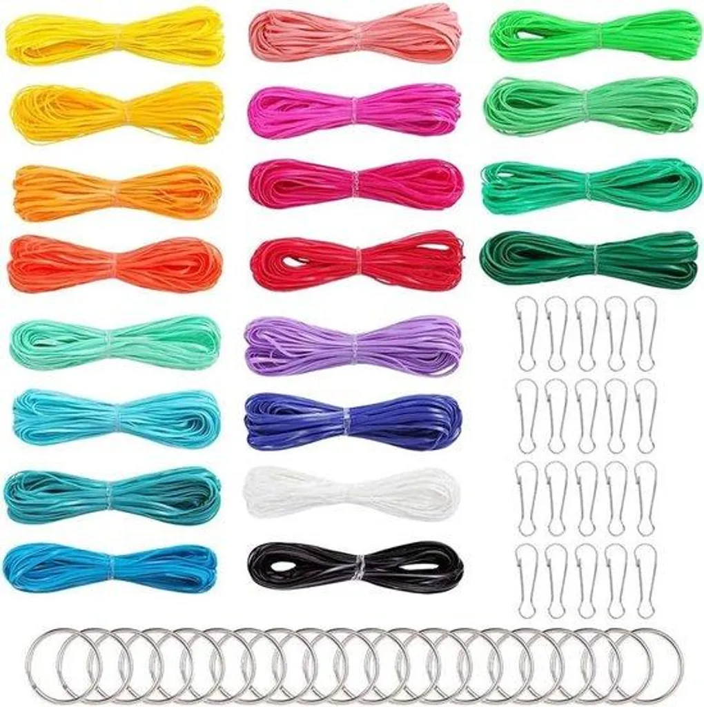 Cordon Plastique Multicolore 20 Pièces pour Création de Porte-clés DIY