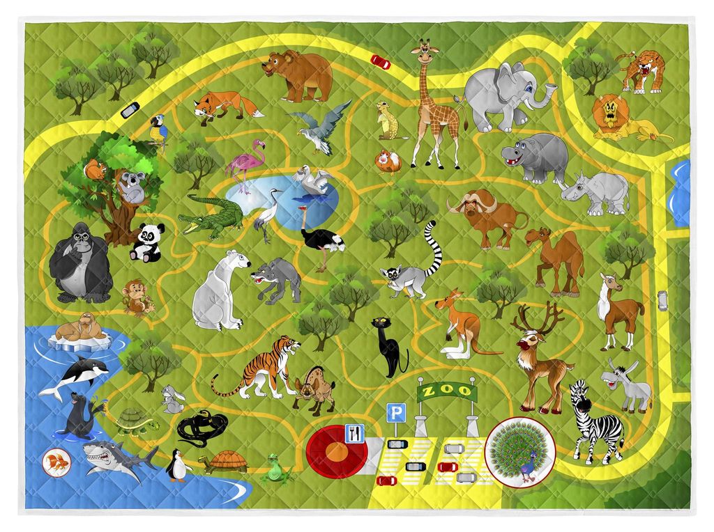 Brisby Hochwertiger, strapazierfähiger Spielteppich, rutschfest und waschbar, 150 x 200 cm. – Zoo