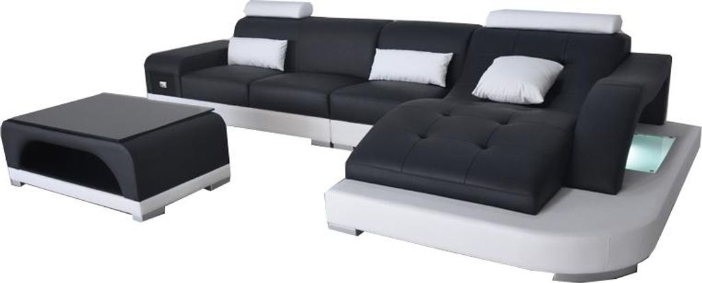 Eck Sofa Polster Tisch Couchen Sofas Wohnlandschaft + USB Luxus Garnitur Ecke