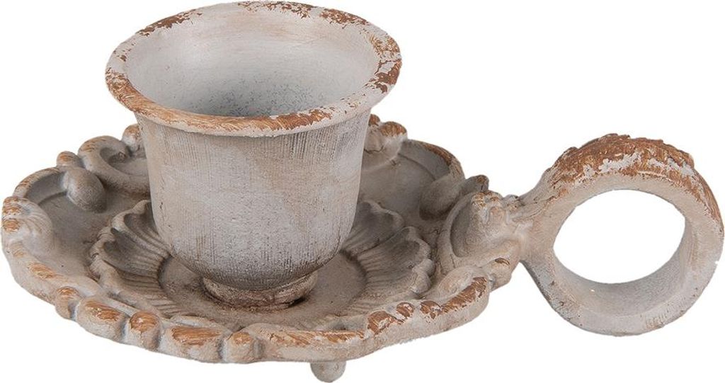 Clayre & Eef Kerzenständer 9x6x4 cm Grau Eisen