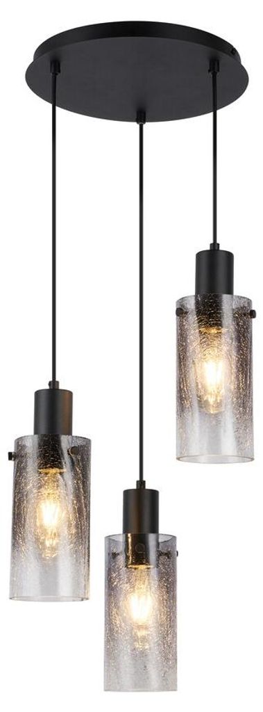 Rabalux 72038 Pendelleuchten Fumea E27 3x MAX 60 Metall Glas schwarz