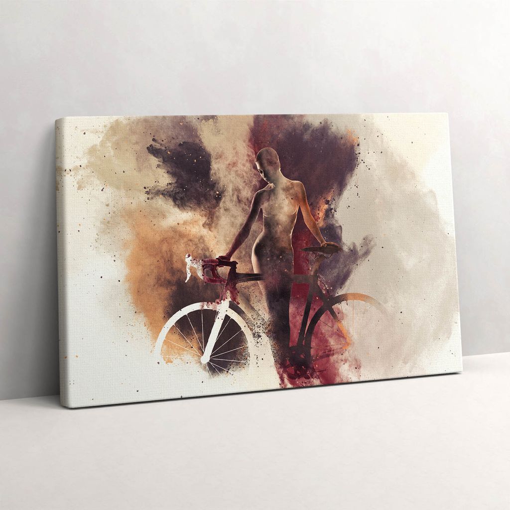 Frau und Fahrrad – Leinwandbild Wandbild – 60x40 cm – Leinwandbilder – Wandbilder – Schlafzimmer – Flur