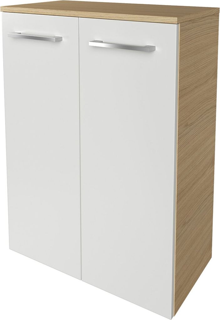 FACKELMANN Doppel-Midischrank B.STYLE / Badschrank mit gedämpften Scharnieren / Maße (B x H x T): ca. 60,2 x 82,6 x 32 cm / hochwertiger Schrank ...