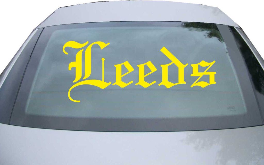 Indigos UG - Aufkleber Heckscheibe & Motorklappe DE6638 - gelb - 600x240 mm - Leeds - Auto Scheiben Fenster Heckklappe Tuning Racing JDM - Die cut