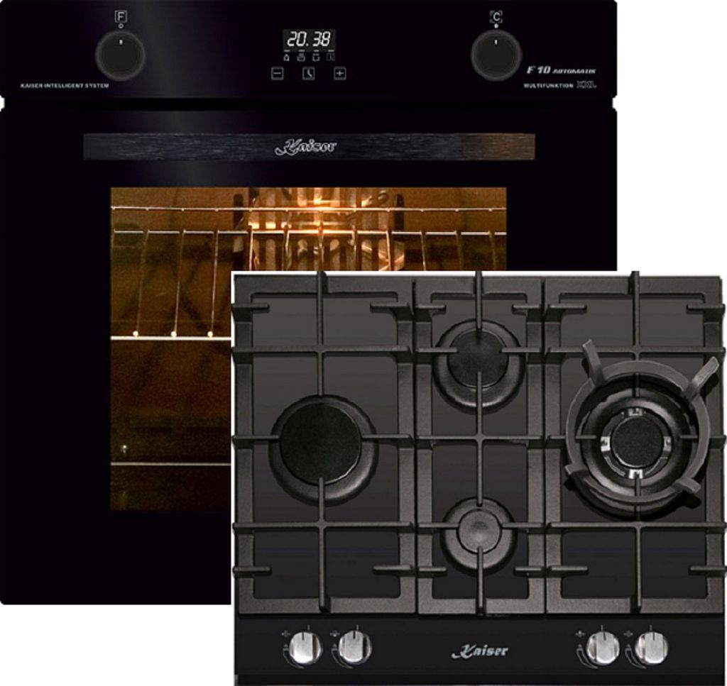 Kaiser Küchengeräte Backofen-Set EH 6367 Elektro Backofen, 79L + KCG 6394 Gaskochfeld 60cm