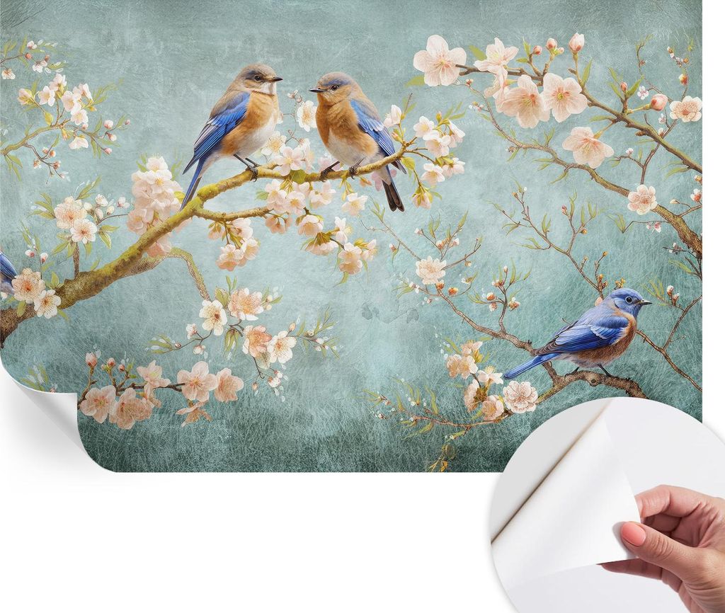 Selbstklebende Wandtapete - Dekorative Tapete für Wohnzimmer - Klebefolie für Wandbilder - Tapetenfolie für Wanddekoration - 104x70 cm - Frühli...