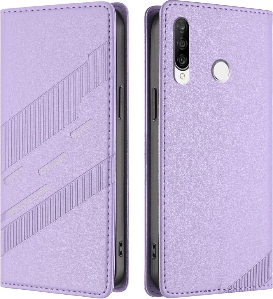 Hülle für Huawei P30 Lite, Kunstleder Brieftaschen Handyhülle mit Kartenfach und Standfunktion Violett