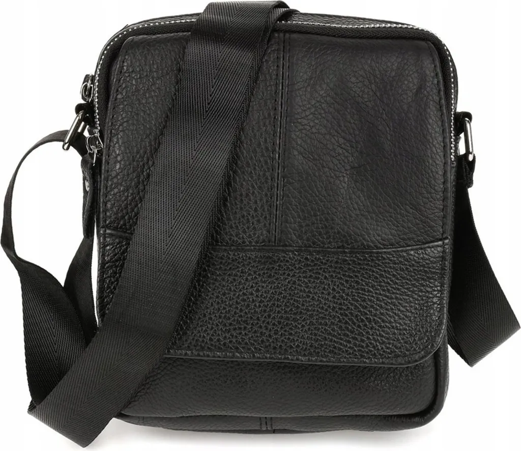Petit sac en cuir noir Beltimore kraf56black avec compartiments zippés