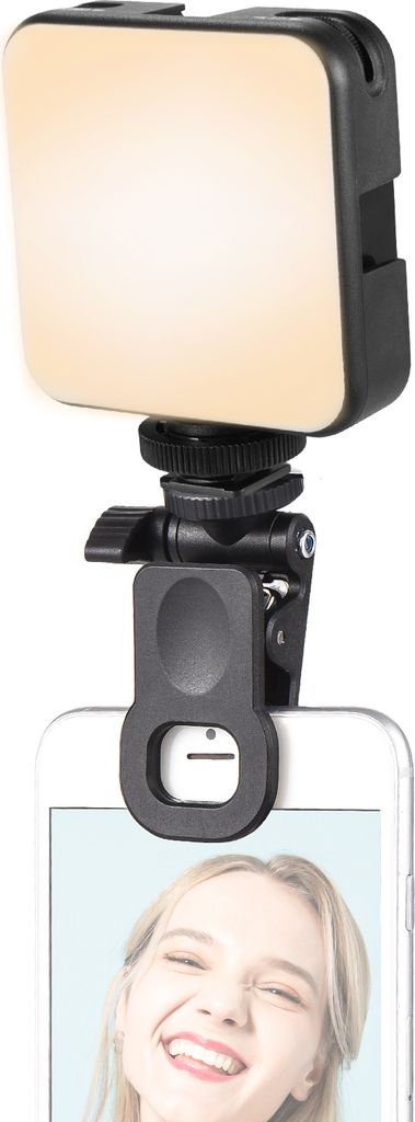 Andoer W64 Mini-Clip-on-LED-Videoleuchte Handy-Fuelllicht Tablet-Computer Videokonferenzleuchte 2500K-6500K Dimmbar fuer Online-Meetings Live-Strea...