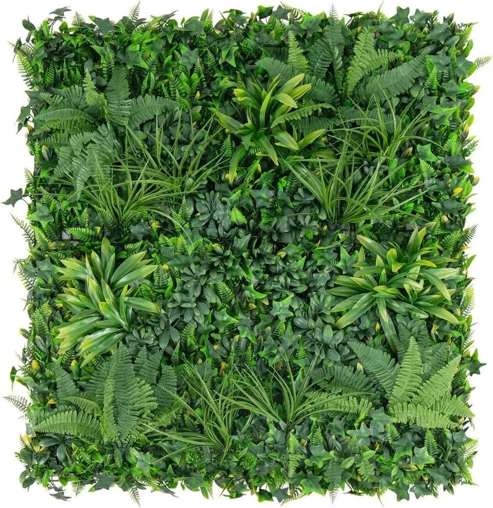 Set 4 Pannelli Siepe Artificiale Bosso Foglie Miste per Esterno 50x50