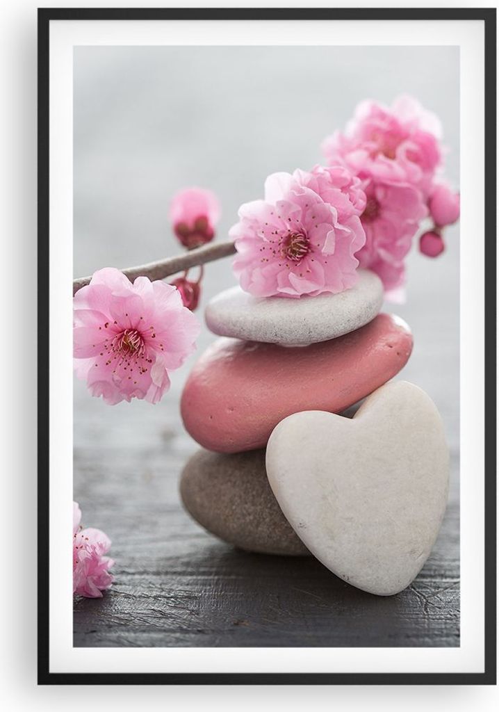 Gerahmtes Poster - Schwarzer Rahmen - Yoga weiblich Blume Gesundheit - 61x91,5 cm - Wand Bild - Wanddeko - Wandbilder - Wandposter - Bilderrahmen -...