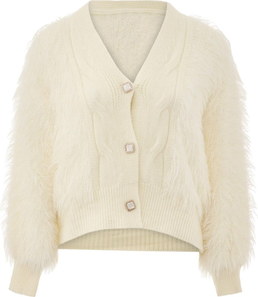 caspio damen strickjacke - wollweiss, M