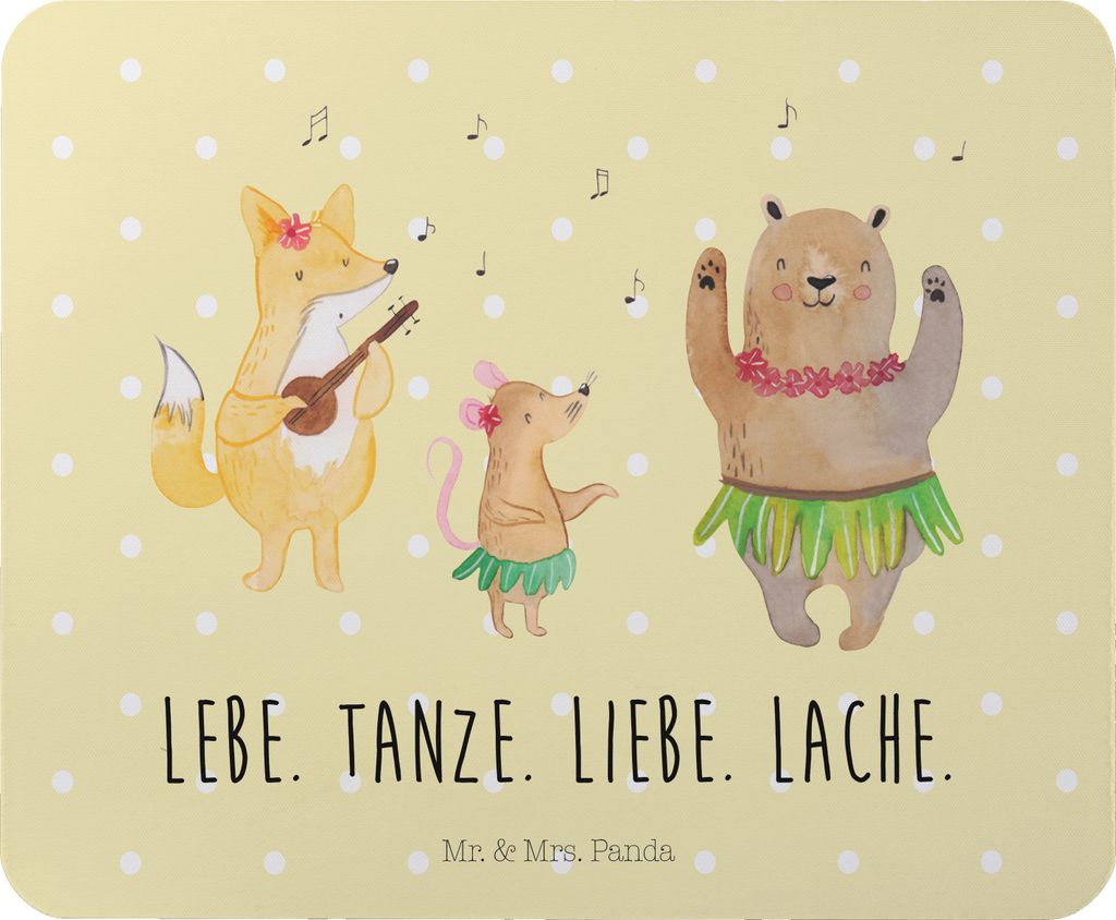 Mr. & Mrs. Panda Mouse Pad Waldtiere Aloha - Gelb Pastell - Geschenk, Hase, Leben, Bär, Igel, Lustige Sprüche, Musik, Mauspad, laptop mousepad, p...