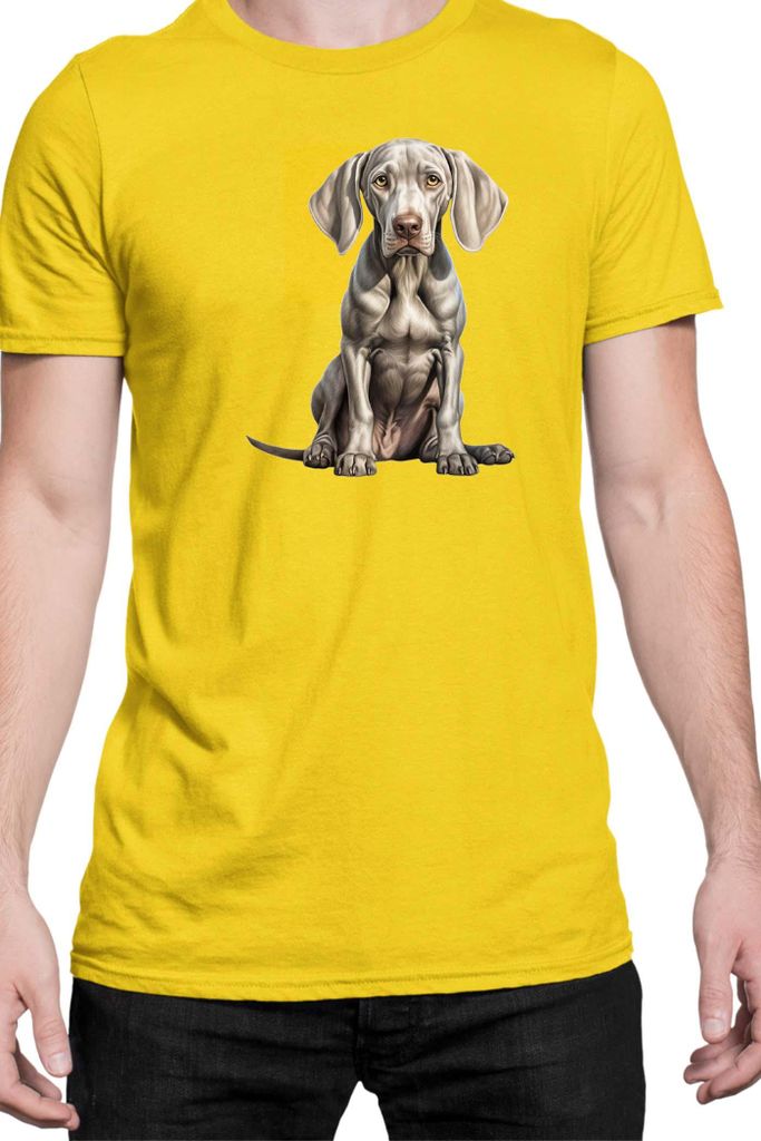 Herren T-Shirt Dogs Breeds Weimaraner Dog Breed 006, Man M / Gelb