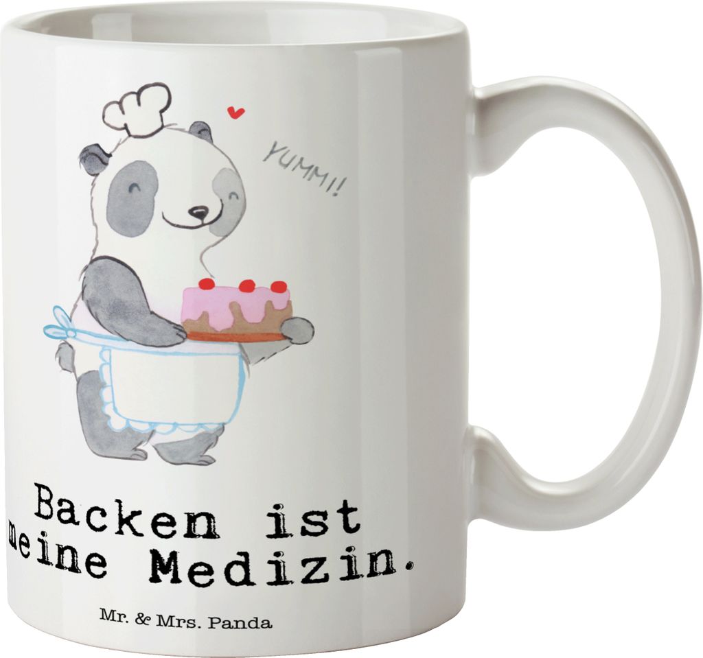 Mr. & Mrs. Panda Kaffeetasse Panda Backen - Weiß - Geschenk, Tasse, Kuchen, haferl, Teetasse, Becher, Hobbybäcker, Geschenktasse, Kaffeebecher
