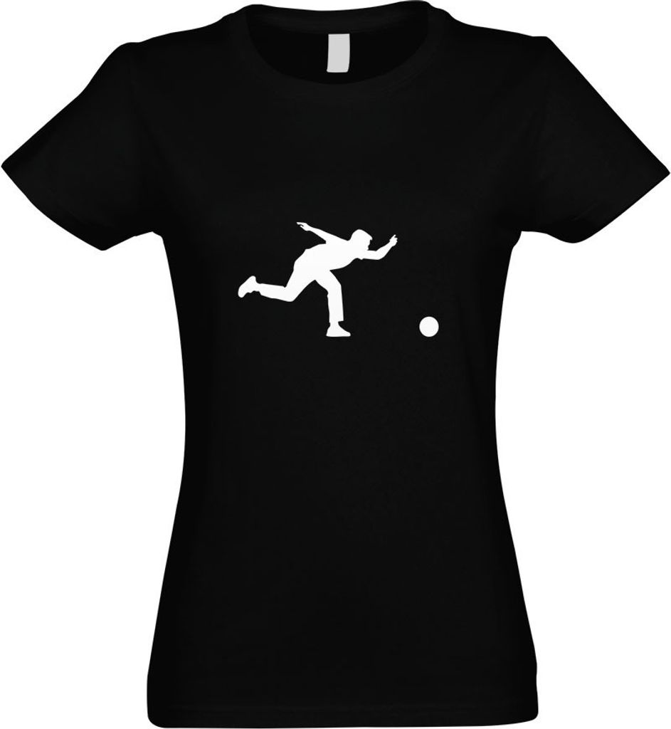 Kiwistar - T-Shirt tailliert - Damen - schwarz - Bowling Kegeln Figur Spieler - mit Motiv Bedruckt - Funshirt Design - Sport - Freizeit - Damen - XL