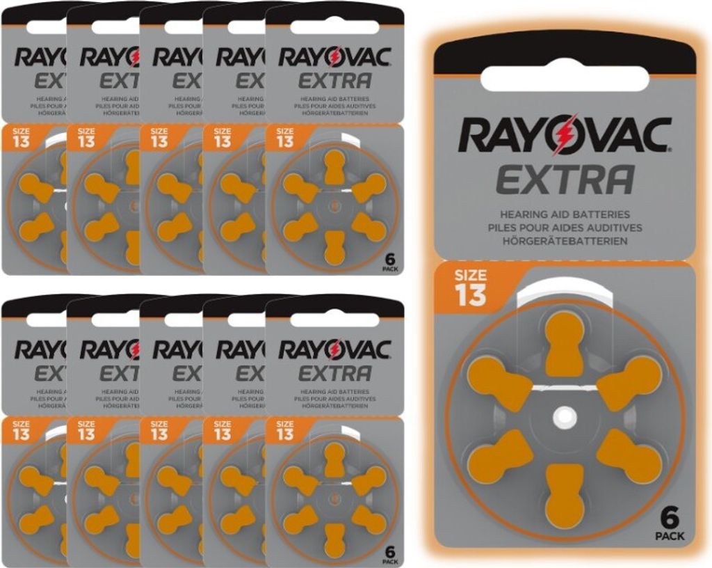 60 Hörgerätebatterien Rayovac 13, 10 Plaketten Produktbild 1