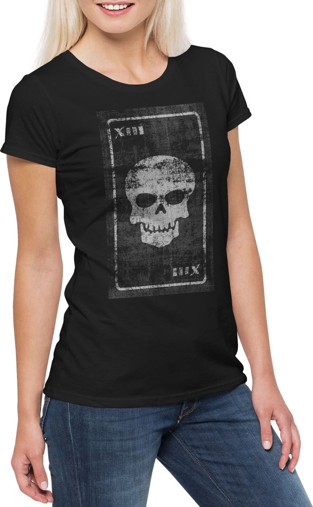 Urban Backwoods Tarot Death, Damen T-Shirt, Farbe: Schwarz, Größe: 3XL