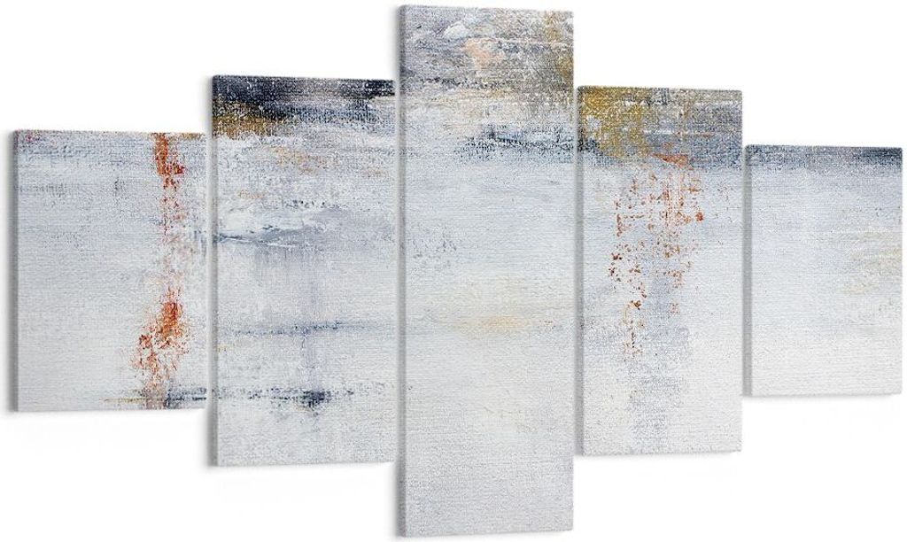 Bild auf Leinwand - Leinwandbild - 5 Teile - Abstraktion weiß verschwommen - 125x70cm - Wand Bild - Wanddeko - Wandbilder - Leinwanddruck - Bilder...
