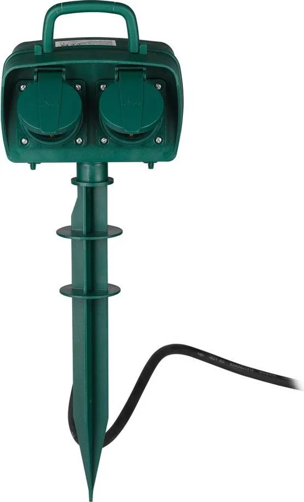 Prises de jardin étanches IP44 bloc 4 voies vert avec fil de 3m V-TAC