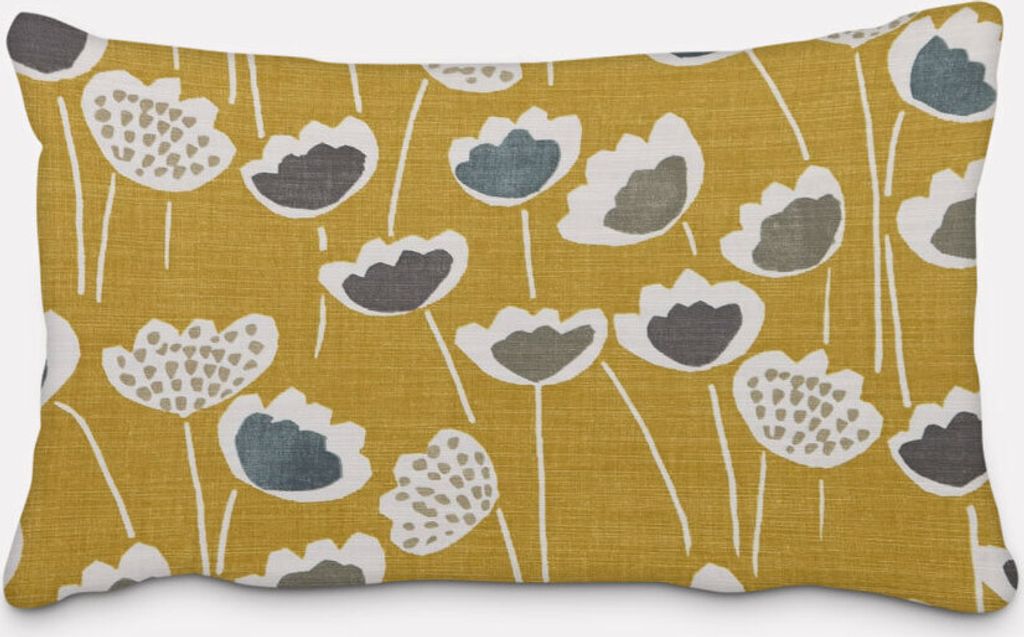 SCHÖNER LEBEN. Kissenhülle Clara Saffron Blumen senfgelb ocker blau g Größe 60x80cm (HxB) 60x80cm (HxB) Größe