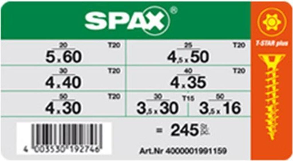 Spax Sortimentskasten Senkkopf TRX - 245 Stk. Produktbild 6