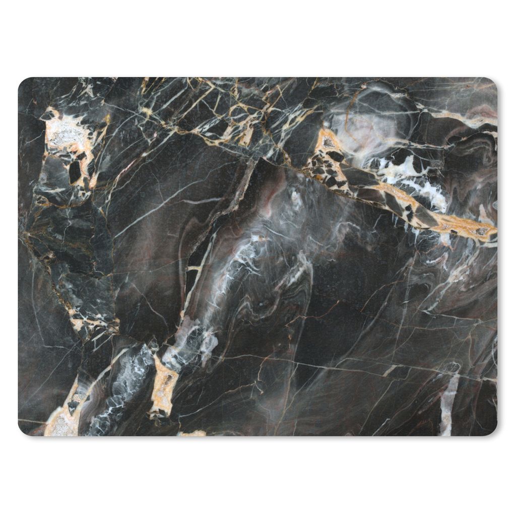 MuchoWow Mauspad Mousepad Marmor - Schwarz - Gold - Muster 40x30 cm - Mousepads - Maus Mat - Pad - Mausunterlage - Anti Rutsch