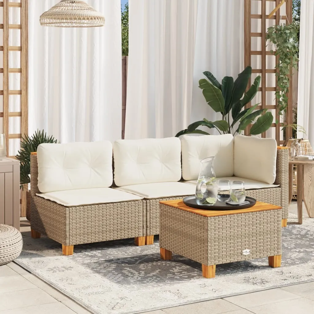 Tavolino da Balcone Beige 55x55 Cloris | Legno Acacia e Rattan PE