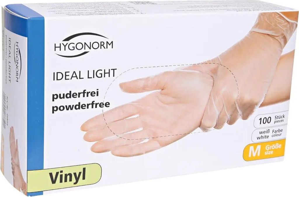 Gants en vinyle HYGOSTAR Ideal, non poudrés, transparents, Image du produit 