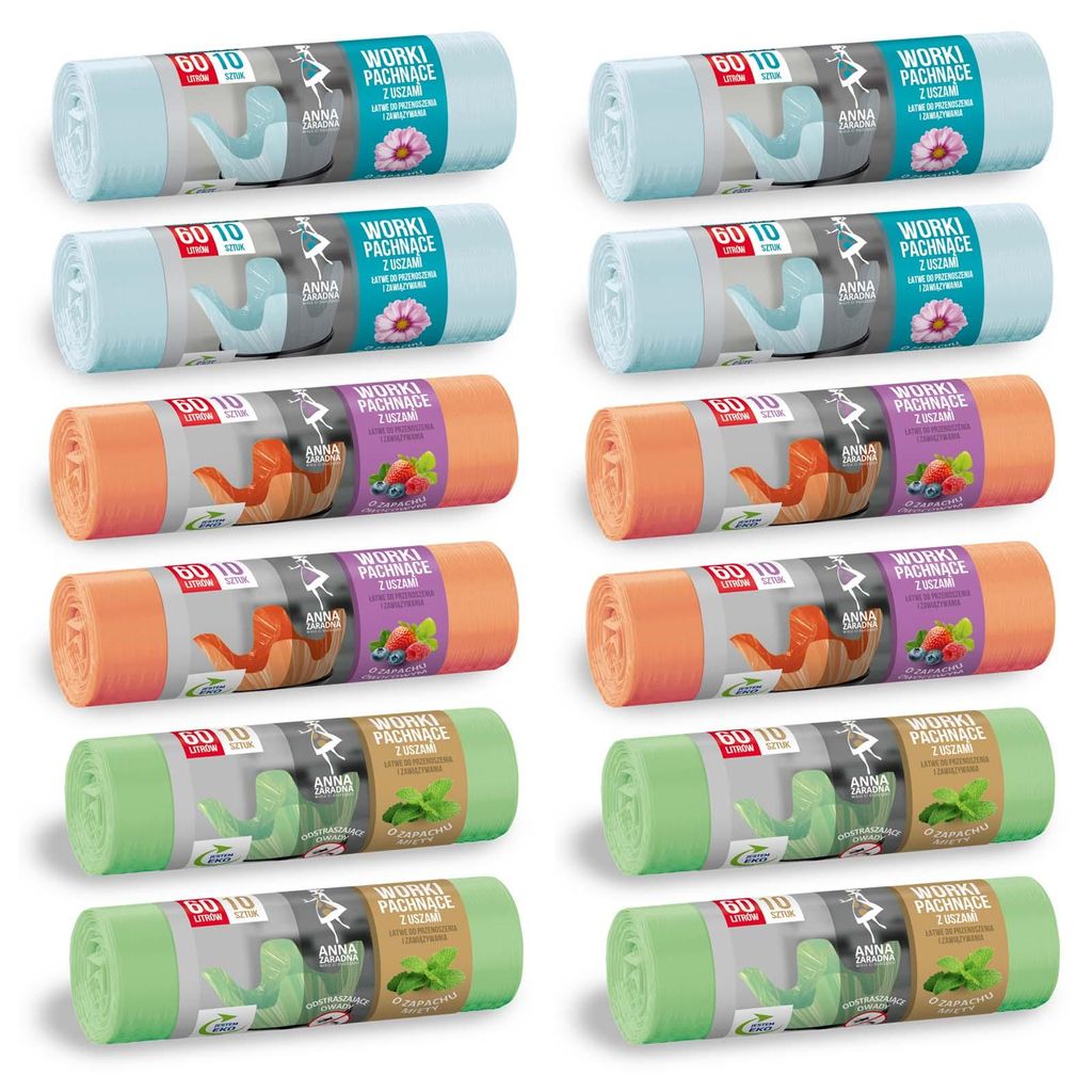 12 Rollen Müllbeutel 60L mit Duft je 10 Stück Müllsack Produktbild 