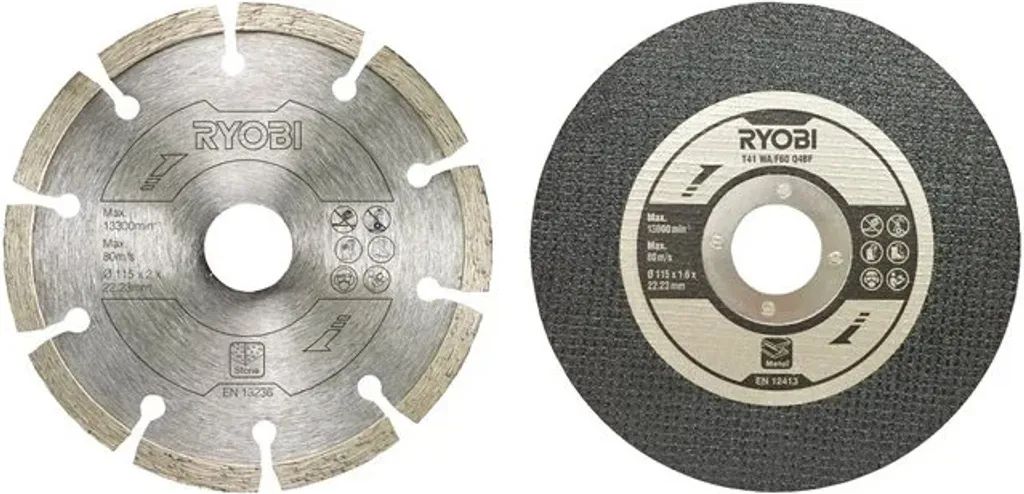 Kit Ryobi RAK6AGD115 de 6 Disques 115mm pour Meuleuse d'Angle