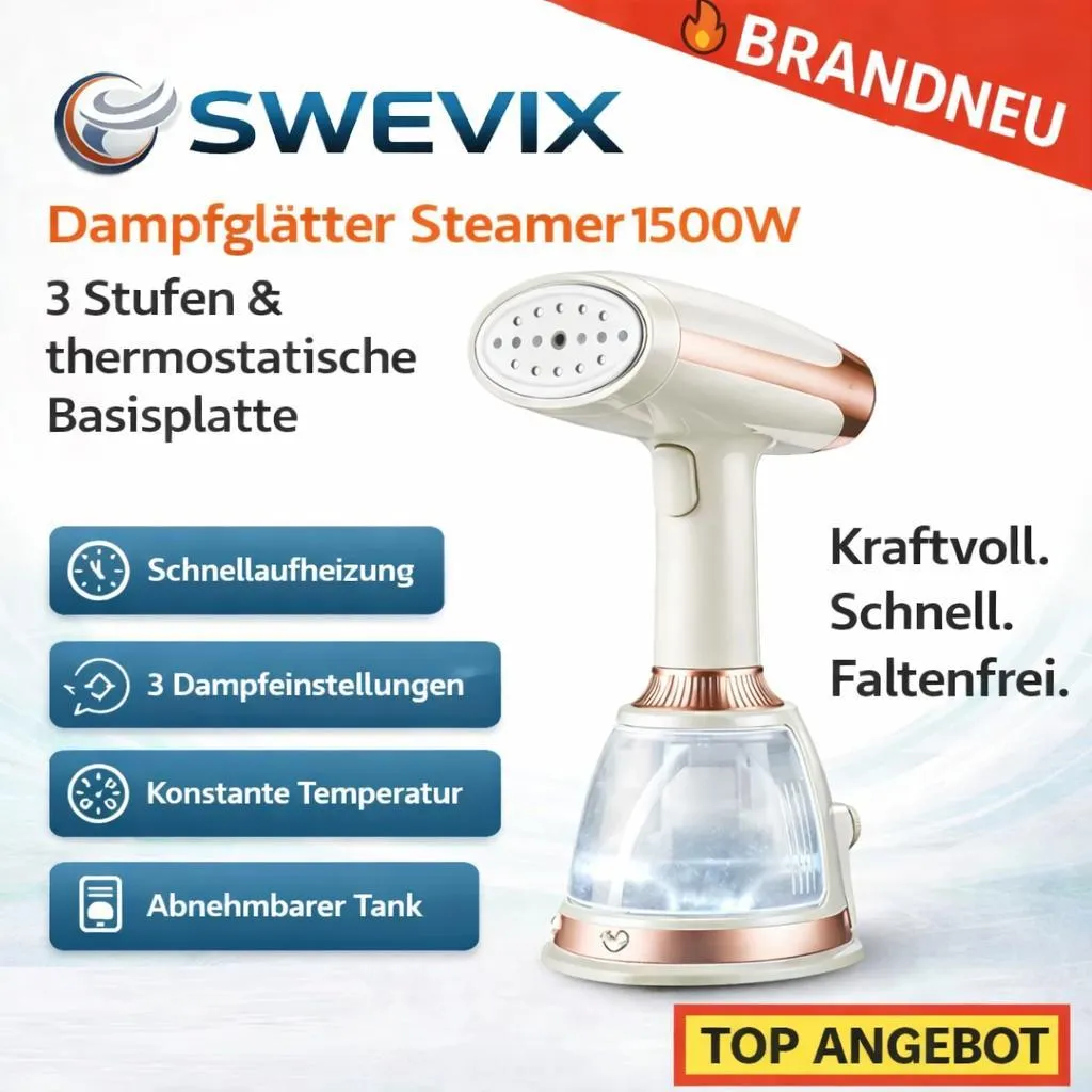 Fer à Repasser à Vapeur 1500W avec 3 Niveaux de Réglage Swevix™