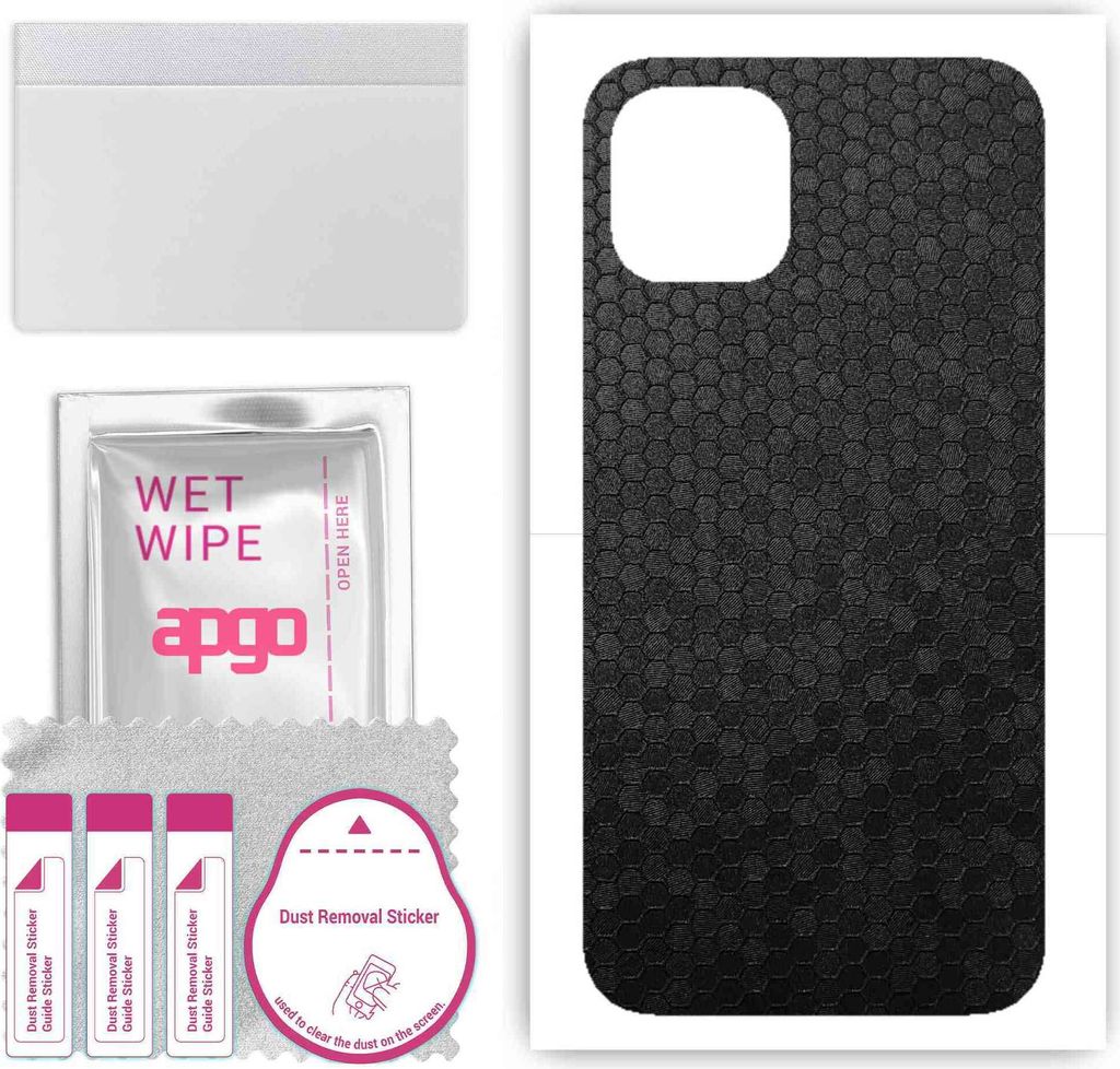 apgo Rückseite Schutzfolie, Skin, kompatibel mit Apple iPhone 12, Hinten Displayschutzfolie aus Vinylfolie, kratzfest, einfache Montage - Schwarze...