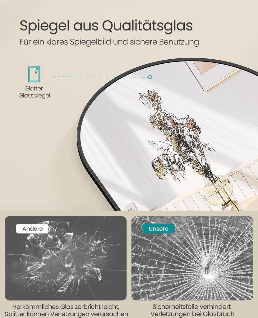 SONGMICS Ganzkörperspiegel, 160 x 50 cm, gewölbter Produktbild 4