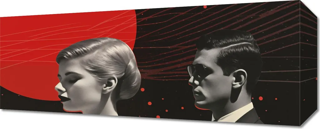 Déco Murale Image 50x20 cm Futuriste Rétro avec Finition Chicanes Inox