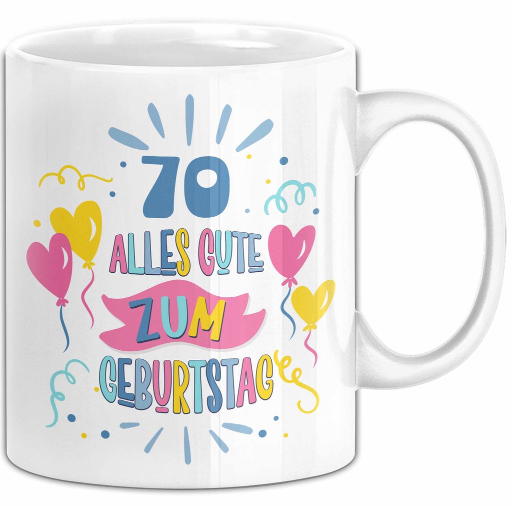 70. Geburtstag Tasse Geschenk Männer Frauen Lustig Alles Gute Zum Geburtstag 70er Geburtstags Grüße Geschenkidee (Weiß)