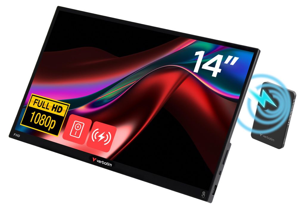 Verbatim Portable 14" FHD Touch Monitor LIGHT with Wireless Power Supply incl. Power Bank 5000mAh