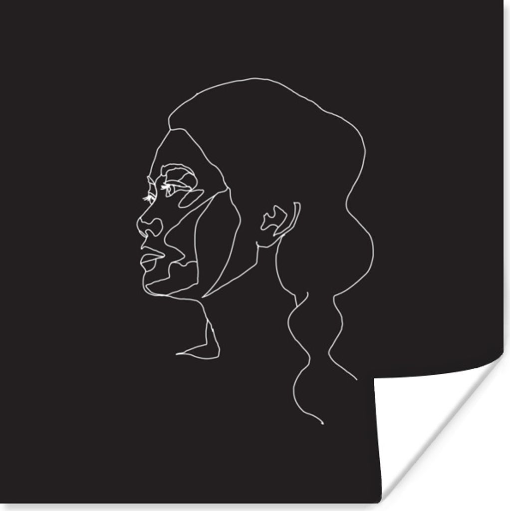 MuchoWow Poster Frauen - Profil - Strichzeichnung 75x75 cm - Wand Dekoration