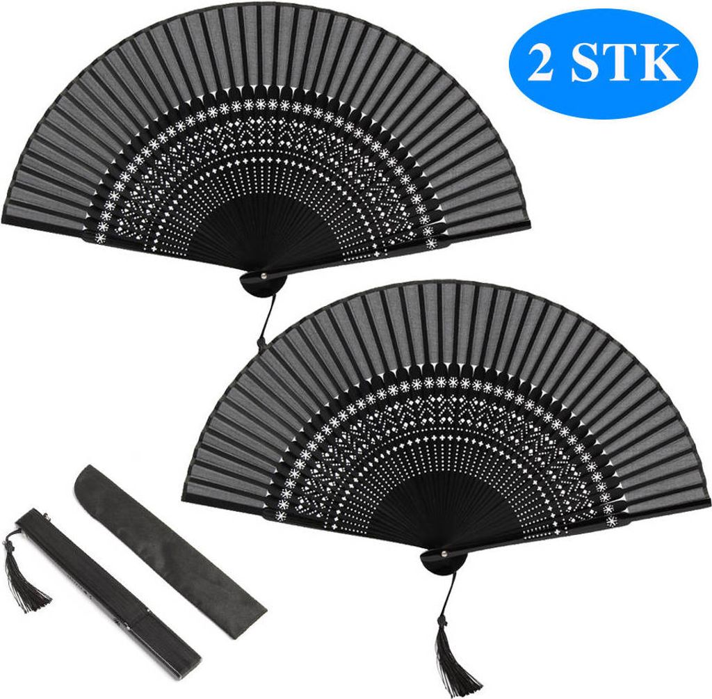 2STK Handfächer Japanischer Faltfächer Klappfächer Vintage Stil Damen Herren Bambus Folding Fans Fächer für Wanddekoration Hochzeit Geschenk M...