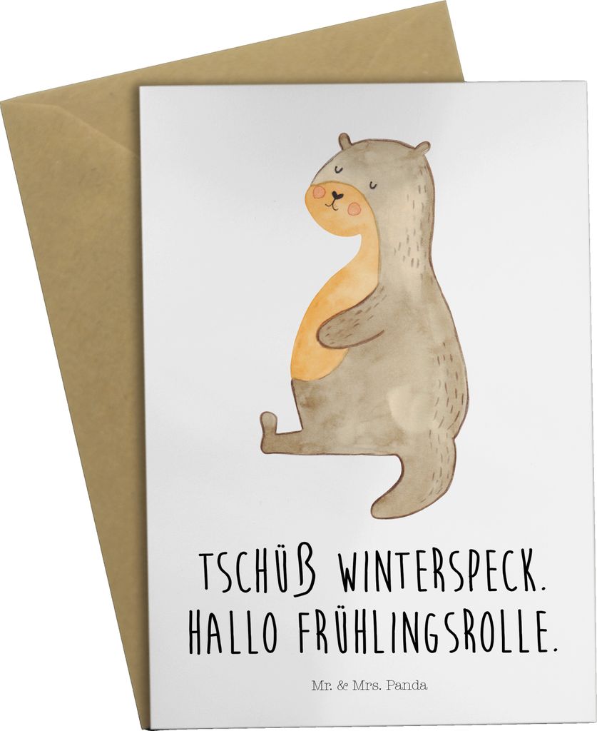 Mr. & Mrs. Panda babykarte Otter Bauch - Weiß - Geschenk, Produktbild 