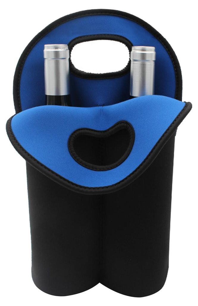 Doppelte Neopren-Weintasche, wiederverwendbare Kühltasche für 2 Standard-Weinflaschen (750 ml), ideal als Geschenktasche für Reisen, Picknicks u...