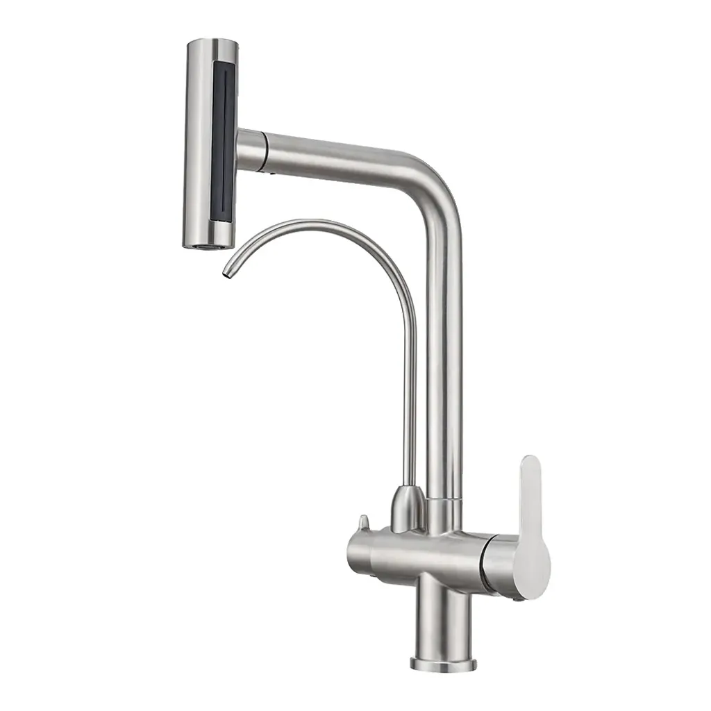 Miscelatore Cucina Girevole Acciaio Inox - Design Minimal Spazzolato 360°