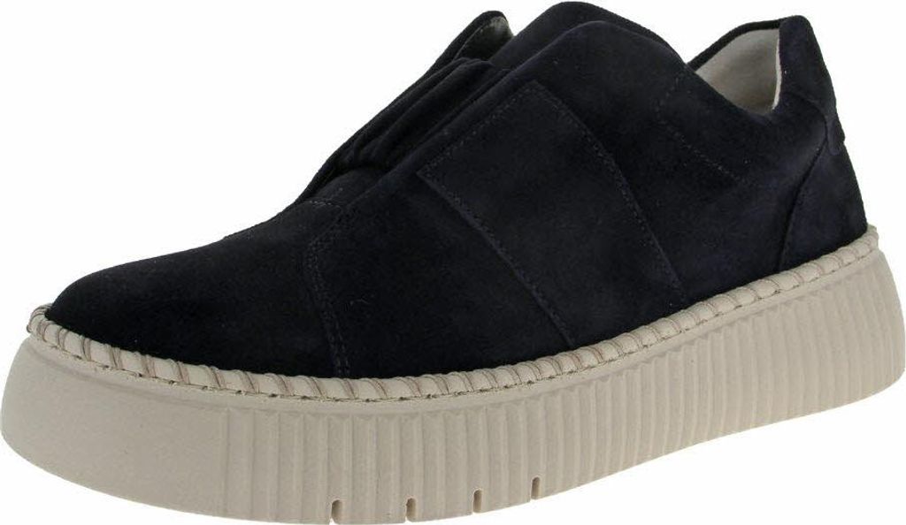 Gabor Damen Halbschuhe mit Leder-Obermaterial, Slip-On Stil, Blau, ca. 3 cm Absatz
