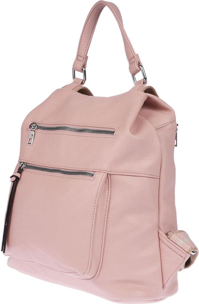 Großer Damen Rucksack Tasche Citybag Leder Optik Bodybag Schultertasche Shopper Rose