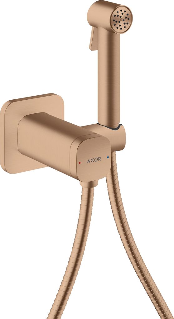 hansgrohe AXOR Bidette Showers Bidette Handbrause 1-jet EcoSmart, softsquare, füt Mischwasser, mit Brausehalter und Brauseschlauch 1,25m, 29243310