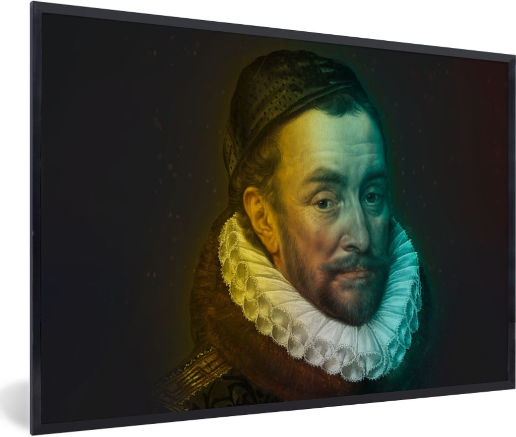 MuchoWow Gerahmtes Poster Wilhelm von Oranien - Adriaen Thomasz - Farben 90x60 cm - Poster mit Schwarzem Bilderrahmen Wandposter Rahmen Foto Bild...