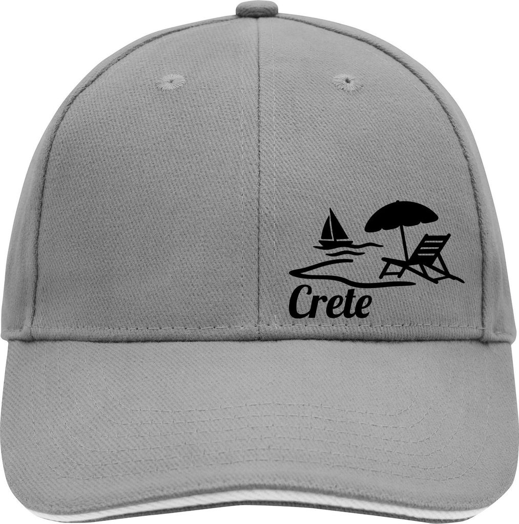 Huuraa Cappy Mütze Crete Griechenland Dark Grey/White Baumwolle 6-Panel Kappe Geschenkidee