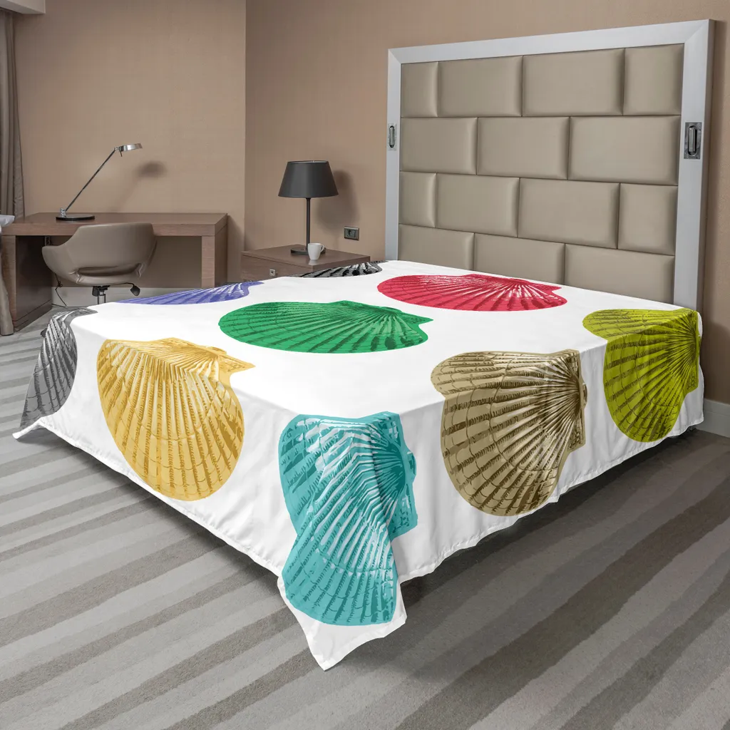 Drap de lit doux et confortable thème plage moderne multicolore